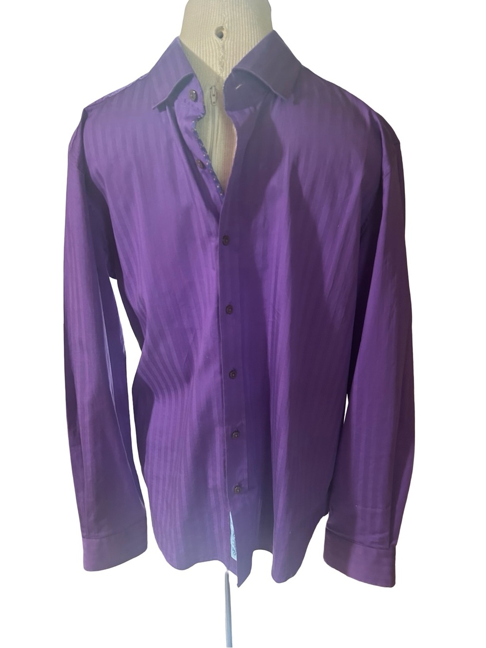 Robert Graham Purple Striped
Button Down Shirt XL Tailored Fit
Cotton Stretch - Picture 3 of 10
